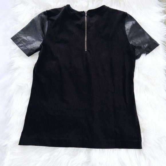 SOLD J.Crew Vegan Leather Insert Back Zip Tee XXS - Picture 6 of 11